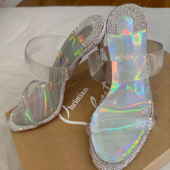 Christian Louboutin Just Strass 85 Crystal Embellished PVC Iridescent Heel *RARE - Picture 7 of 16
